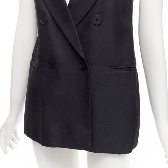 STELLA MCCARTNEY 100% silk black double breasted halter neck tux top IT36 XXS - Picture 8 of 8